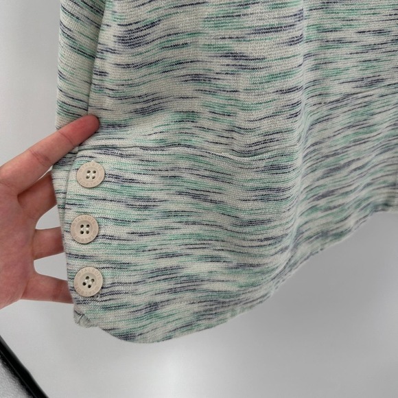 Talbots Cream Green Space Dye Metallic Side Button Pullover Sweatshirt Size XL - Picture 5 of 11